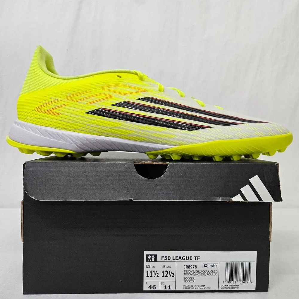 Adidas‎ F50 League TF Turf Soccer Cleats JR8978 Solar Yellow Black Men Size 11.5